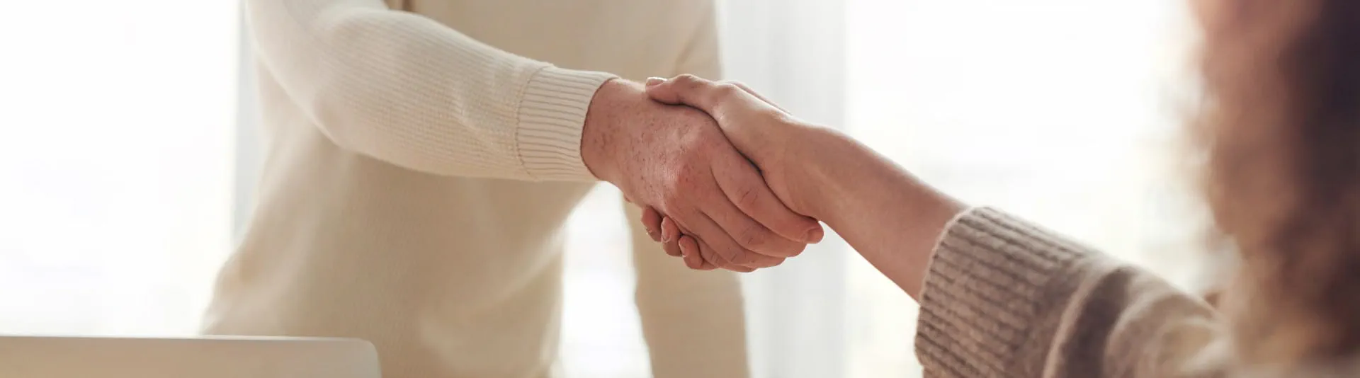 BANNER - Two employees shaking hands